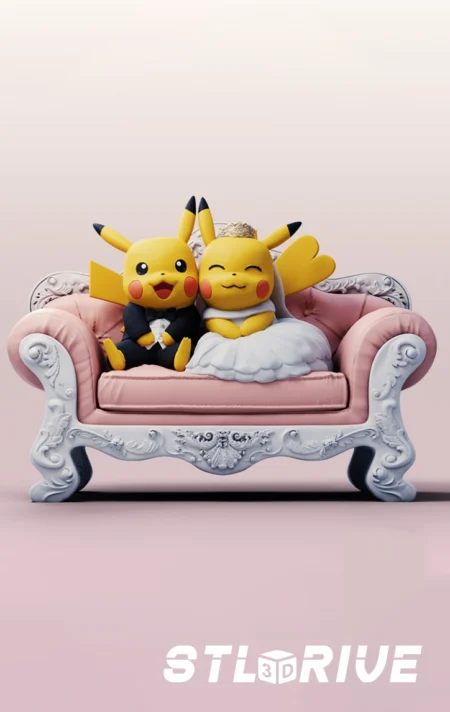 Wedding Pikachu with Sofa STL – Adorable 3D Printable Model