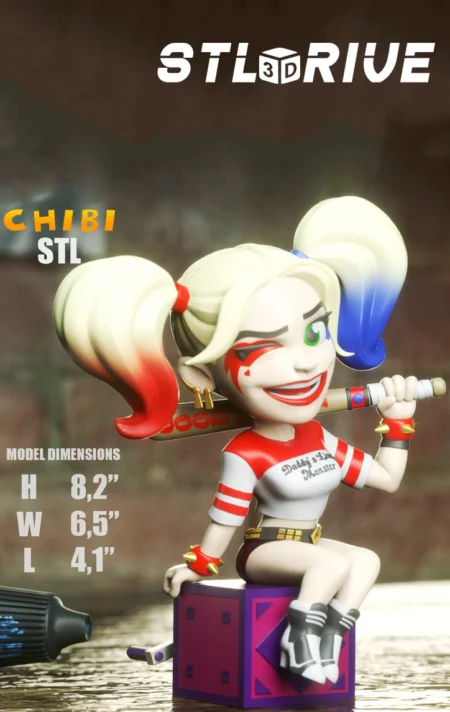 Chibi Harley Quinn 3D Print STL Model