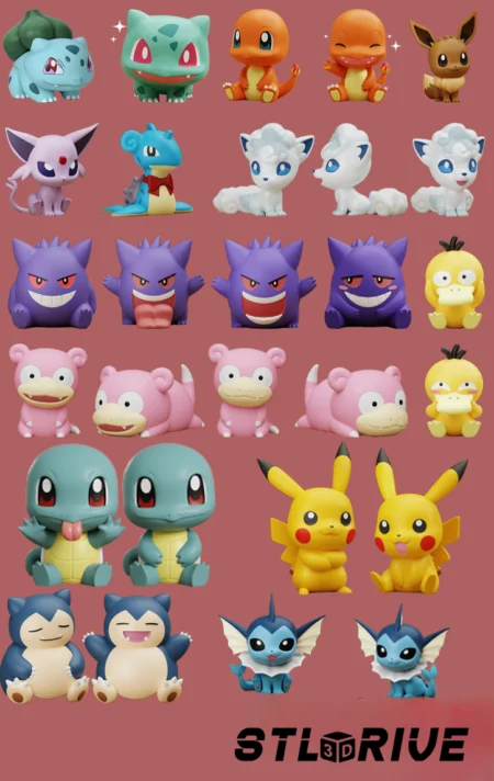 Chibi Pokemon Collection Pack 3D Print STL Model 