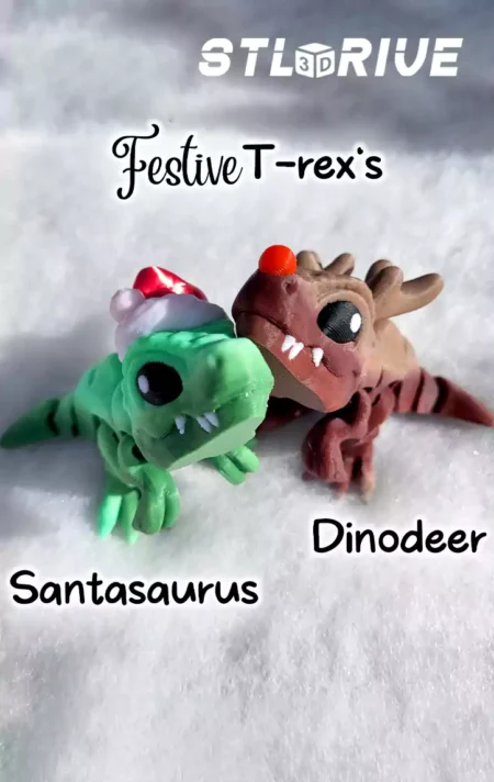 Festive Tiny T-Rex Articulated Flexi Toy STL