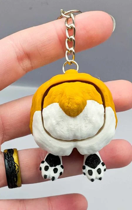 Corgi Butt Fidget Clicker Keychain STL 3D Print Model