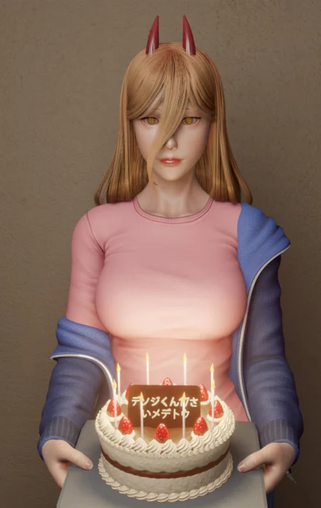 Power Birthday Cake STL 3D Print Model  