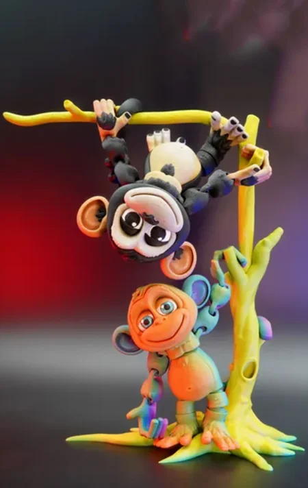 Monkey with Tree and Banana STL 3D Print Model